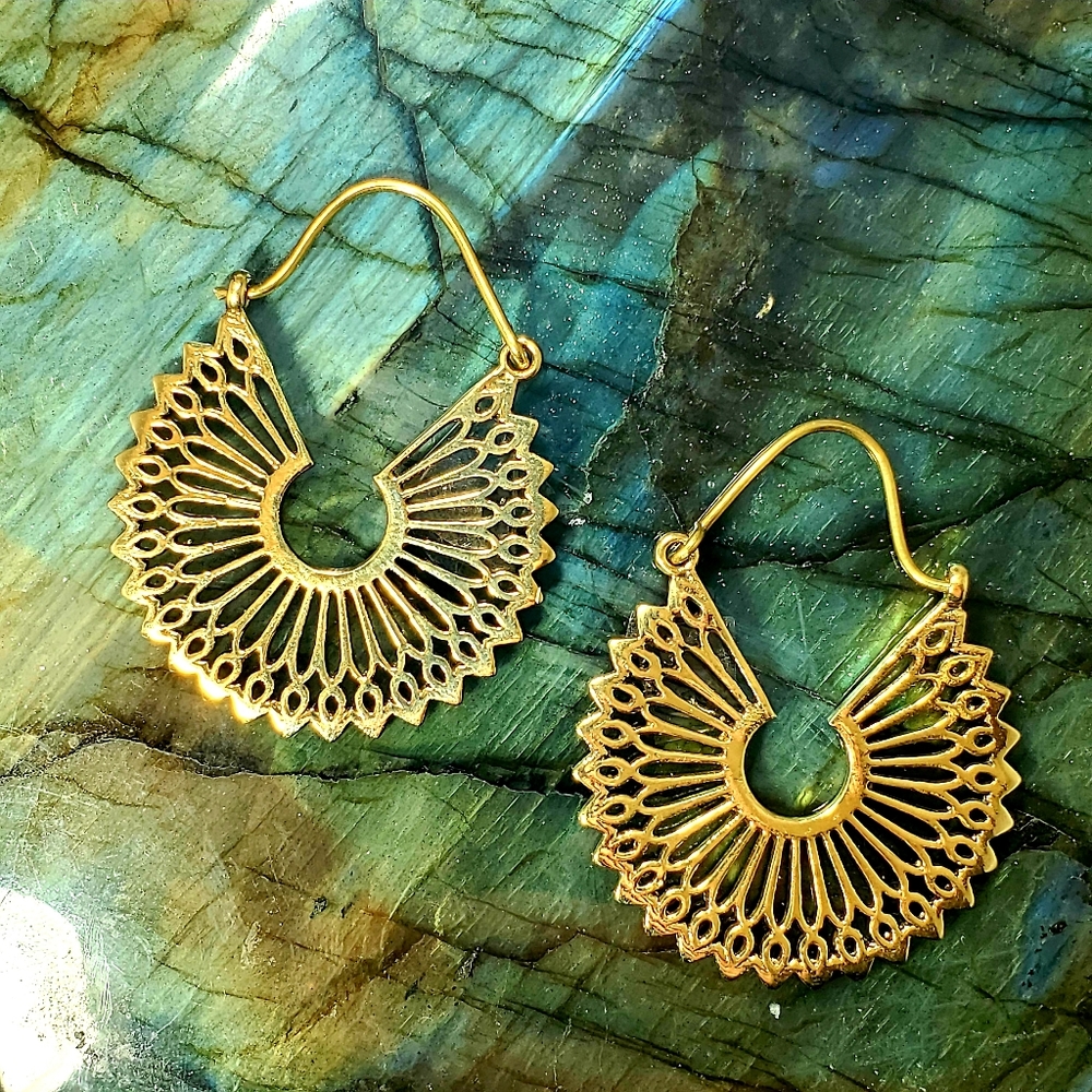 Tribal Boho Brass/Gold Geometric Earrings